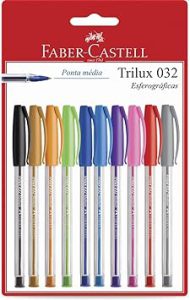 Caneta Esferográfica Colorida, Faber-Castell, Trilux Colors, SM/032ESC10,