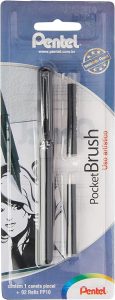 Caneta Pincel Pocket Brush, Pentel, SM/GFKP3-A6, Preto,