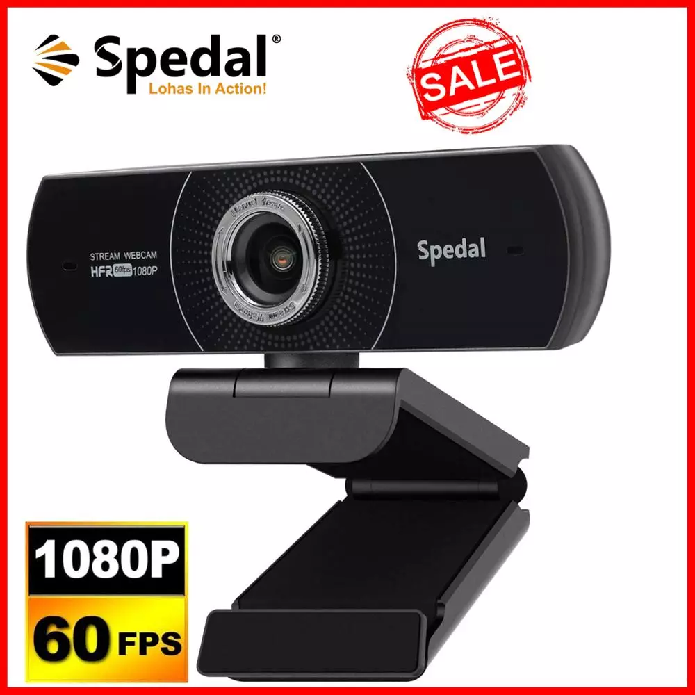 Spedal-MF934H Webcam com Microfone, 1080P, HD, 60fps, Área de Trabalho, Laptop, Computador, Reunião, Streaming, Câmera Web, USB, Software