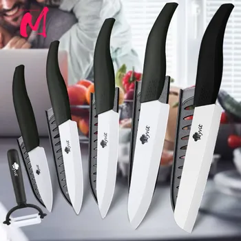 Ceramic Knives Kitchen knives 3 4 5 6 inch Chef knife Cook Set+peeler white zirconia blade Multi-color Handle High Quality