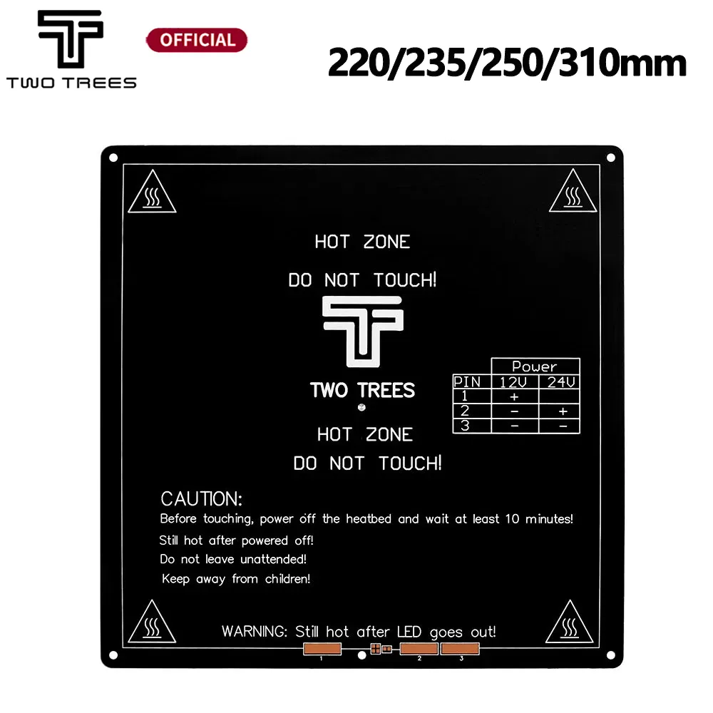 Substrato de alumínio Cama aquecida para Ender3, Hotbed com cabo, plataforma de heatbed, peça da impressora 3D, 220mm, 235mm, 250mm, 310mm x 3mm, 12V, 24V